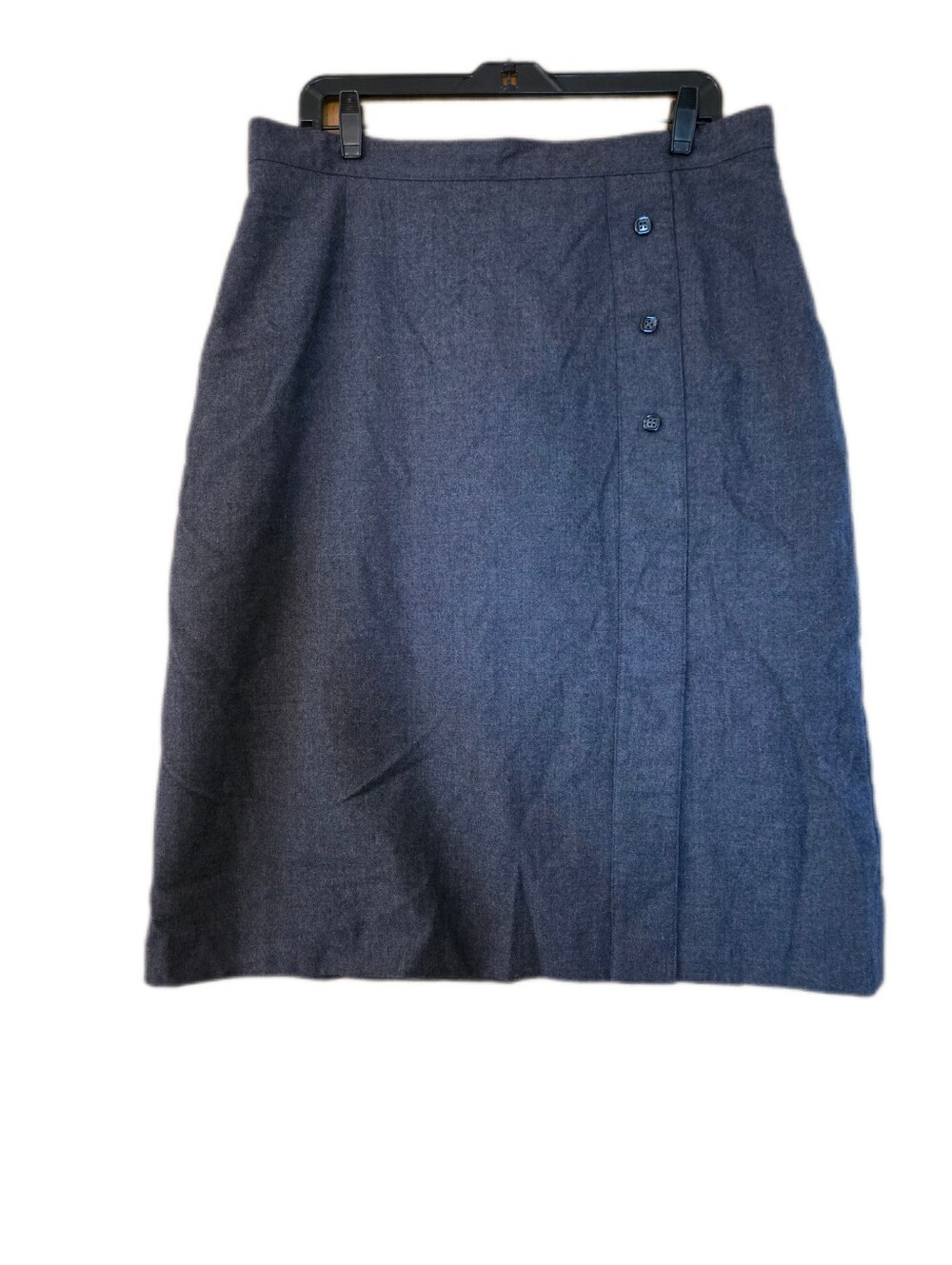 Rivman Gray Virgin Italian Wool Midi Skirt Academia Preppy Plus Size 16/18
